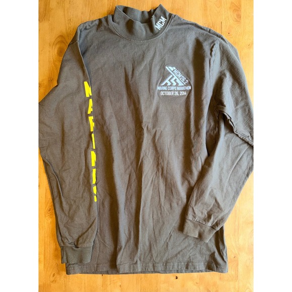 Marine Corps Marathon Other - Marine Corps Marathon 2014 MCM Mock Neck Long Sleeve Shirt Brown Mens M 342